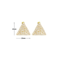 Baguette CZ Gold Silver Triangle Shape Stud Earrings, Sku#L738