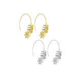 Gold Silver Leaf Shape Hoop Earrings, Sku#L740