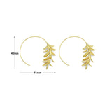 Gold Silver Leaf Shape Hoop Earrings, Sku#L740