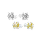 Gold Silver White Pearl Cluster Stud Earrings, Sku#L742