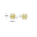 Gold Silver White Pearl Cluster Stud Earrings, Sku#L742