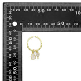 CZ Oval Link with Lock Key Adjustable Ring, Sku#LD140