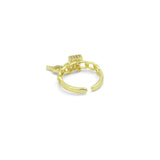 CZ Oval Link with Lock Key Adjustable Ring, Sku#LD140