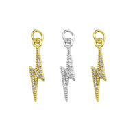 CZ Micro Pave Lightning Shape Pendant/Charm,Cubic Zirconia Charm,Necklace Bracelet Charm Pendant,4x20mm,Sku#LD22