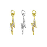 CZ Micro Pave Lightning Shape Pendant/Charm,Cubic Zirconia Charm,Necklace Bracelet Charm Pendant,4x20mm,Sku#LD22