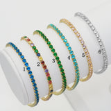 Colorful CZ Gold Tennis Chain Bracelet, Sku#LD346