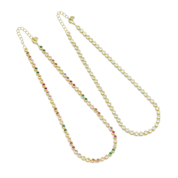 Multicolor CZ Chain Link Necklace,sku#LD416