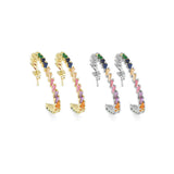 Colorful CZ Micro Pave Rainbow Large Hoop Earring, Gold Hoops earrings, Stud Earrings, Minimal earrings,4x40mm,sku#J127/LD456 Bestbeads&Beyond