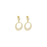 Fully CZ Pave Gold Oval go-go Dangle Earrings, Sku#LD520