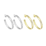 Clear CZ Hollow out Hoop Earrings, Sku#LD522