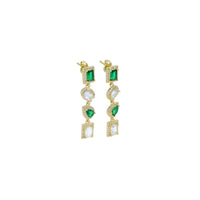 Green Clear CZ rectangle Oval Teardrop Pendant Earrings, Sku#LD530