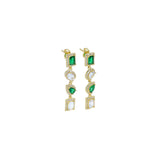 Green Clear CZ rectangle Oval Teardrop Pendant Earrings, Sku#LD530