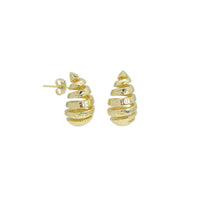 Gold Spiral Drop Shape Stud Earrings, Sku#LD551