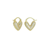 Puffy CZ V Shape Huggie  Earrings, Sku#LD555