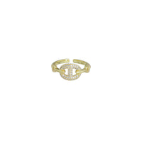 Gold CZ Anchor / Mariner Link Adjustable Ring, Sku#LD559
