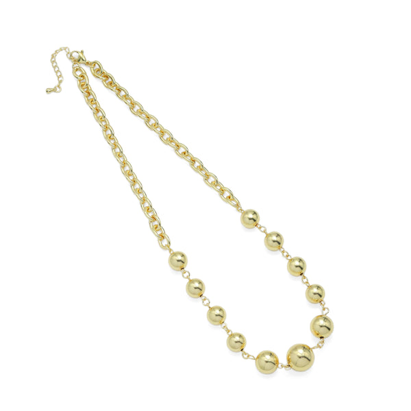 Gold Linked Ball Chain Necklace, Sku#LD560