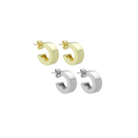 Plain Gold Silver Huggie Earrings, Sku#LD563