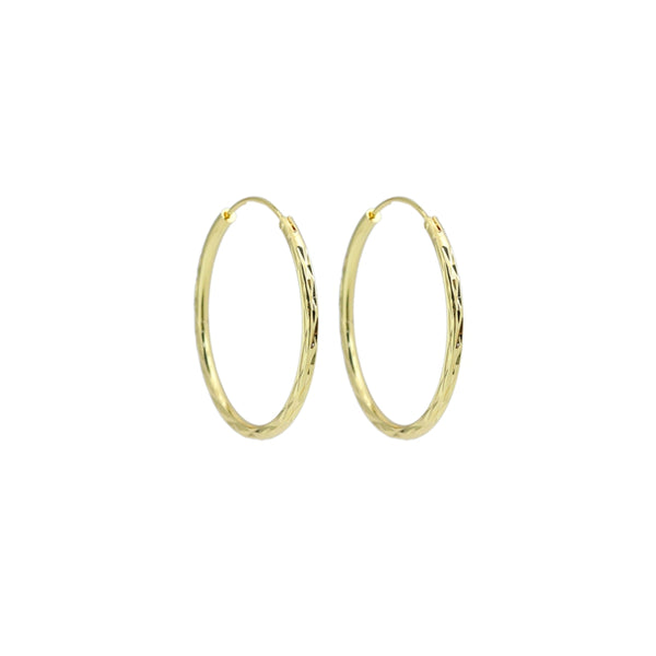Gold Hammered cut Everyday Hoop Earrings, Sku#LD568