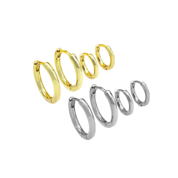 18K Dainty Gold Round Ring Huggie Earring, Earring Hook, Earring Component, Chain Connector,19x17/13x12mm, Sku#LD56
