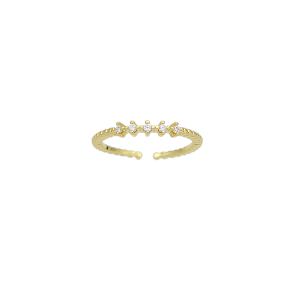 Dainty CZ Slim Adjustable Ring, Sku#LD581