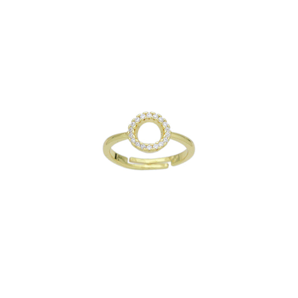Dainty CZ Circle Ring Statement Adjustable Ring, Sku#LD584