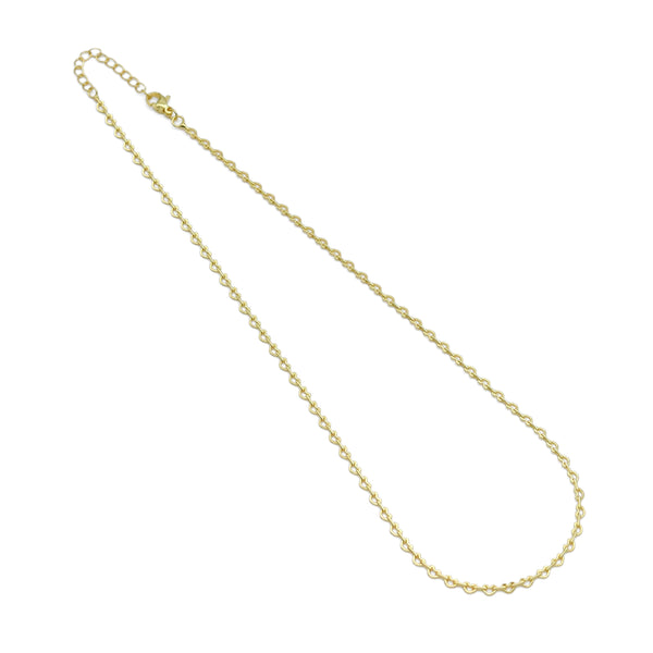 Gold Heart Link Chain Necklace, Sku#LD585