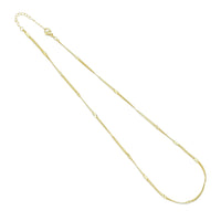 Dainty Herrigebone Snake Gold Chain Flower Link Adjustable Necklace, Sku#LD589