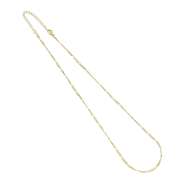 Flate Gold Figaro Chain Adjustable Necklace, Sku#LD593/JD04