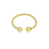 Gold Woven Knit Link with Ball End Adjustable Bracelet, Sku#LD600