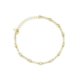 Clear CZ Round CZ Bar Link Adjustable Bracelet, Sku#LD617