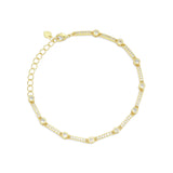 Clear CZ Round CZ Bar Link Adjustable Bracelet, Sku#LD617
