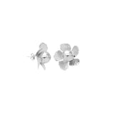 3D Silver Flower with Ball Center Earrings, Sku#LD627