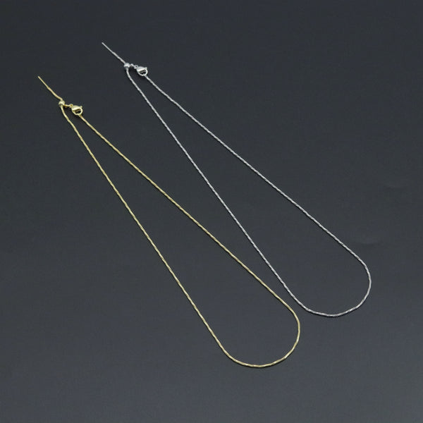 Gold Silver thin twisted snake chain Adjustable Necklace, Sku#LD629