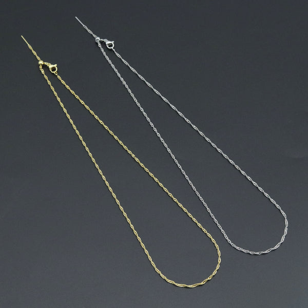 Gold Silver Twisted Waveline Chain Adjustable Necklace, Sku#LD630