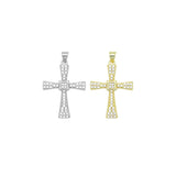 Gold Silver Clear CZ Cross Charm Pendant, Sku#LD633