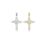Gold Clear Baguette CZ Cross Charm Pendant, Sku#LD648