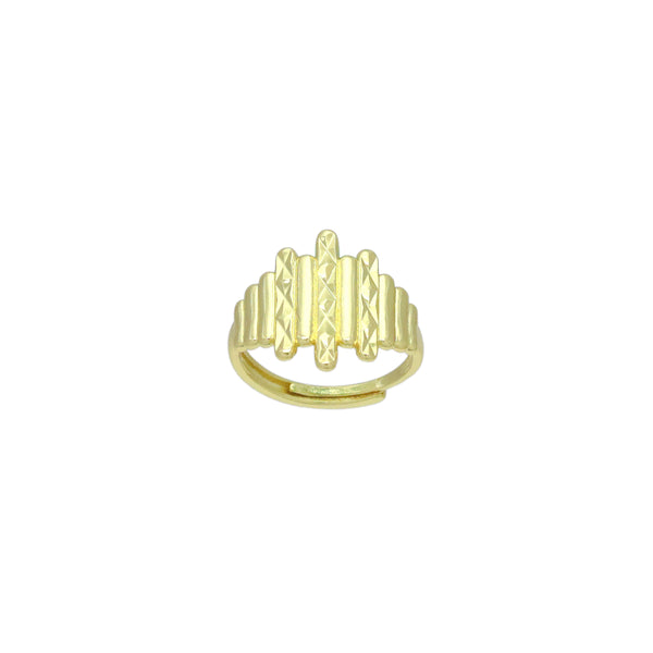Gold Hammered Irregular Bar Statement Adjustable Ring, Sku#LD650