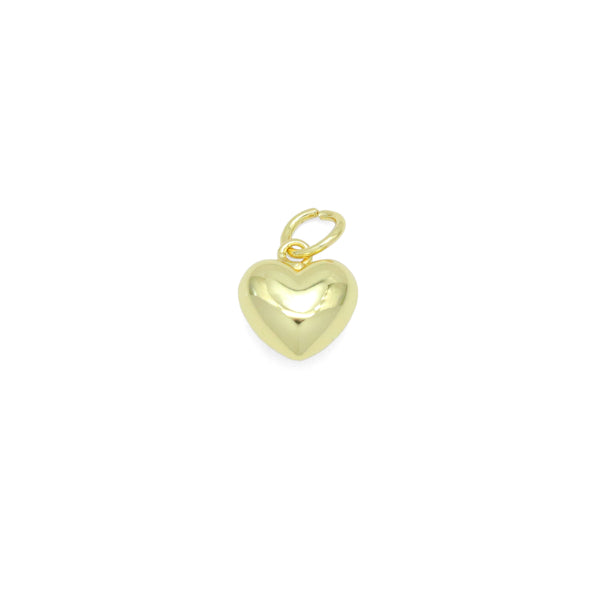Cute Puffy Gold 3D Heart Shape Charm Pendant, Sku#LD655