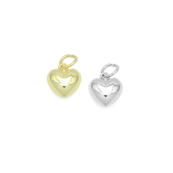 Cute Puffy Gold 3D Heart Shape Charm Pendant, Sku#LD655