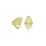 Gold Filigree Flower patten Statement Adjustable Ring, Sku#LD657
