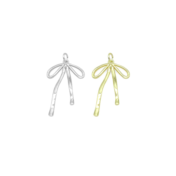 Slinky Gold Bow Shape Charm Pendant, Sku#LD665