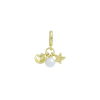 Pearl Gold Shell Starfish Charm Pendant, Sku#LD679