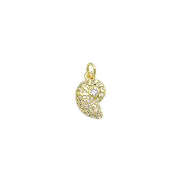 Clear CZ Sea Snail Charm Pendant, Sku#LD685