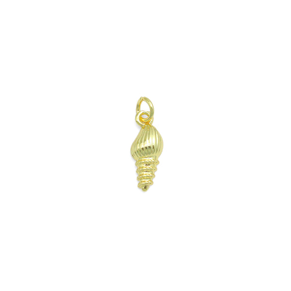 Plain Gold Sea Snail Shell Charm Pendant, Sku#LD686