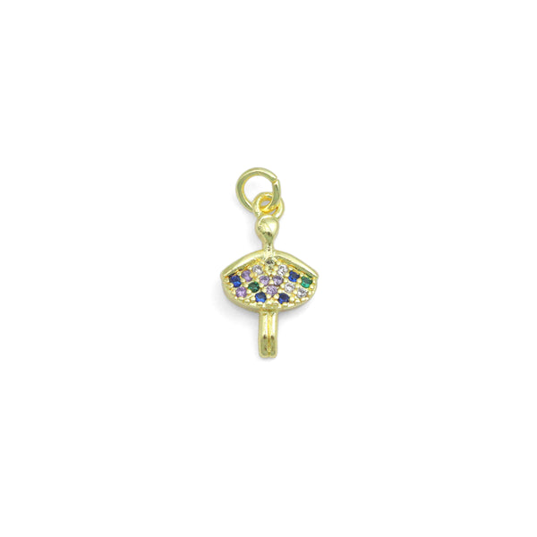 Colorful CZ Dancing Girl Charm Pendant, Sku#LD690