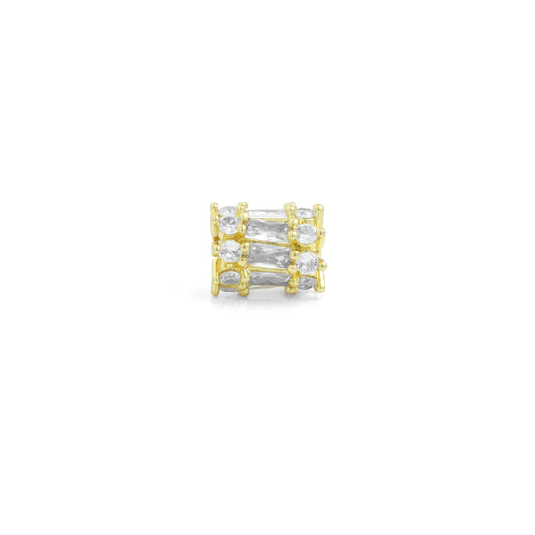 CZ Gold large hole Tube Spacer beads, Sku#LD691