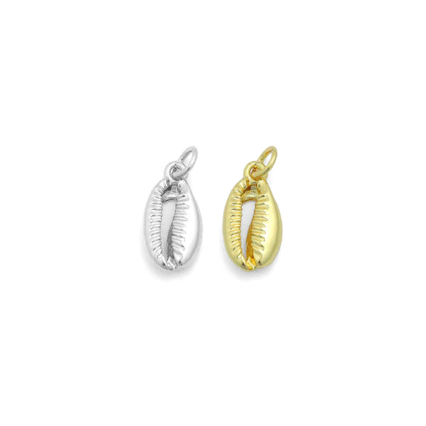 Gold Cowrie Shell Shape Charm Pendant, Sku#LD696