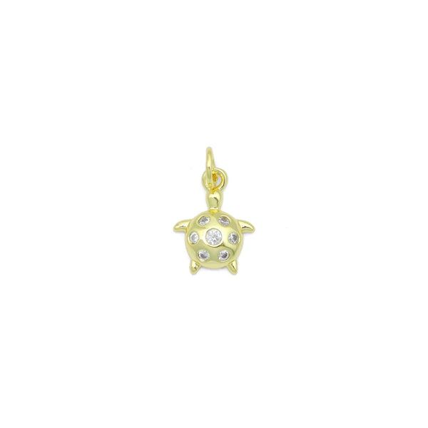 Clear CZ Cute Tortoise Charm Pendant, Sku#LD699