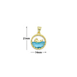 Whale On Blue Ocean Charm Pendant, Sku#LD702