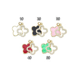 Double CZ Enamel Flower Charm Pendant, Sku#LD704